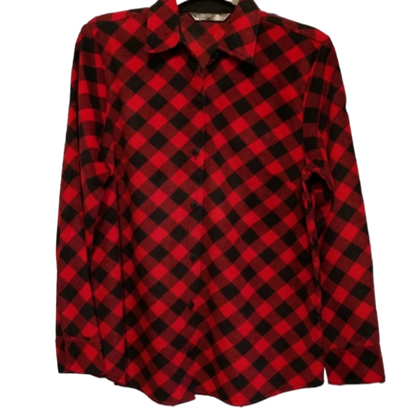 Red and Black Buffalo Check Plaid Shirt Long Sleeve Shacket sz Medium - Picture 1 of 3